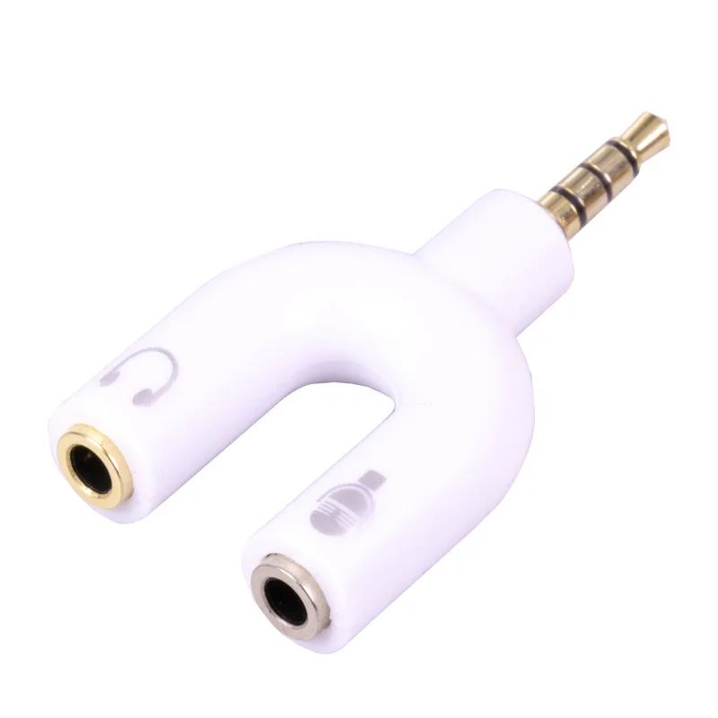 10pcs lot Headset Adapter Kit U Shape Stereo 3 5mm Y Splitter for Audio Headphone and MIC Headset Cellphone 3 5mm Male to Female