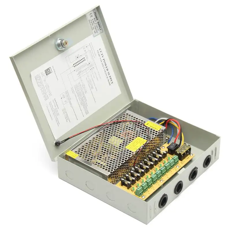 

9 Channel 10A 120W AC 110V-250V To DC 12V 8CH LED Switching Power Supply Distribution Box For CCTV Security Camera