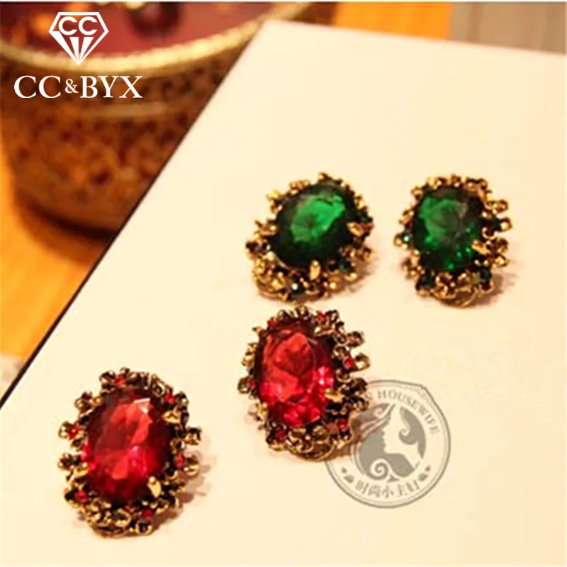 

CC Vintage Ethnic Style Colorful Stone Stud Earring For Women Temperament Hyperbole Personality Jewelry Pendients Mujer CCE276