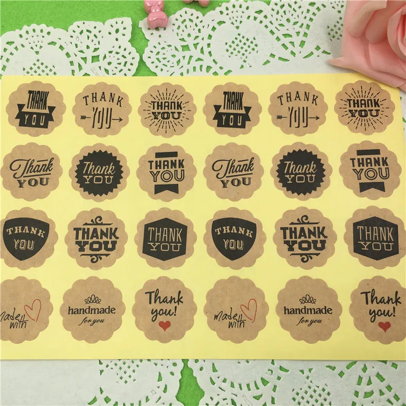 

100Pcs 3cm Handmade Kraft Sticker Labels Thank You Label Stickers Paper Round Self-adhesive Labels Sealing For Gift/box/bag/card