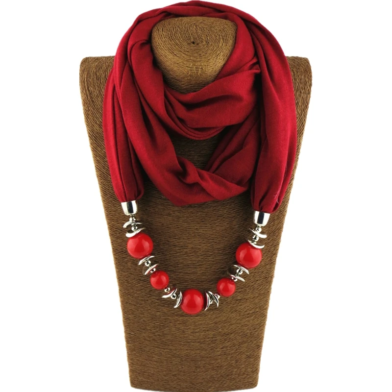 Mantieqingway Women Necklaces Scarf Beads Pendant Scarves for Winter