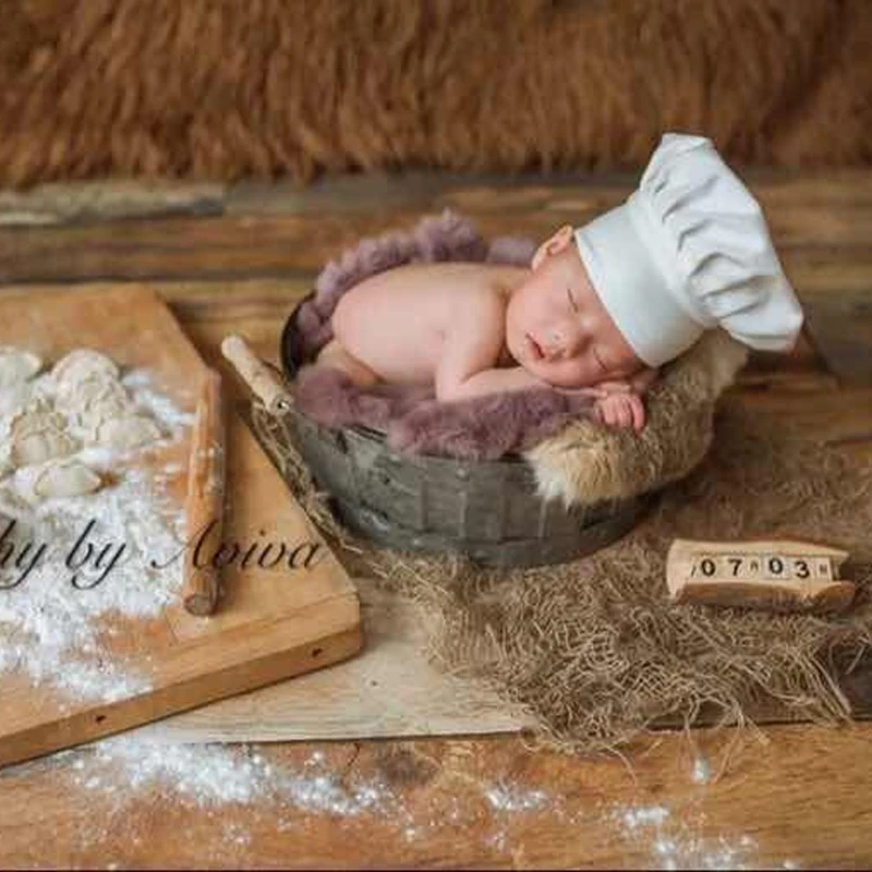 

Baby Cook Costume Newborn Photography Props Chef Style Clothing Photo Hat Cap