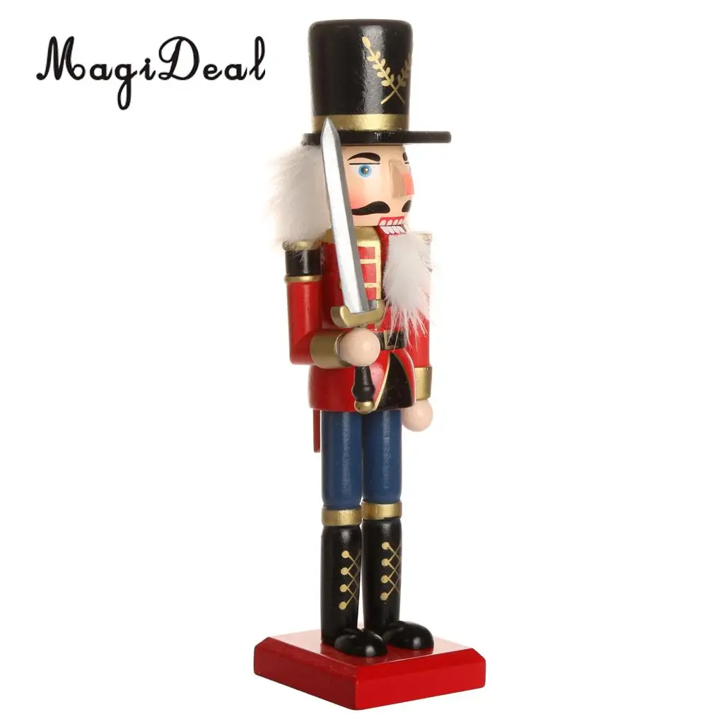 2x 25.5cm Wooden Handmade Nutcracker Soldier Doll Toy Christmas Display Ornaments