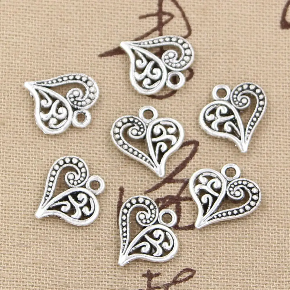 30pcs Charms hollow lovely heart 15*14mm handmade Craft pendant making