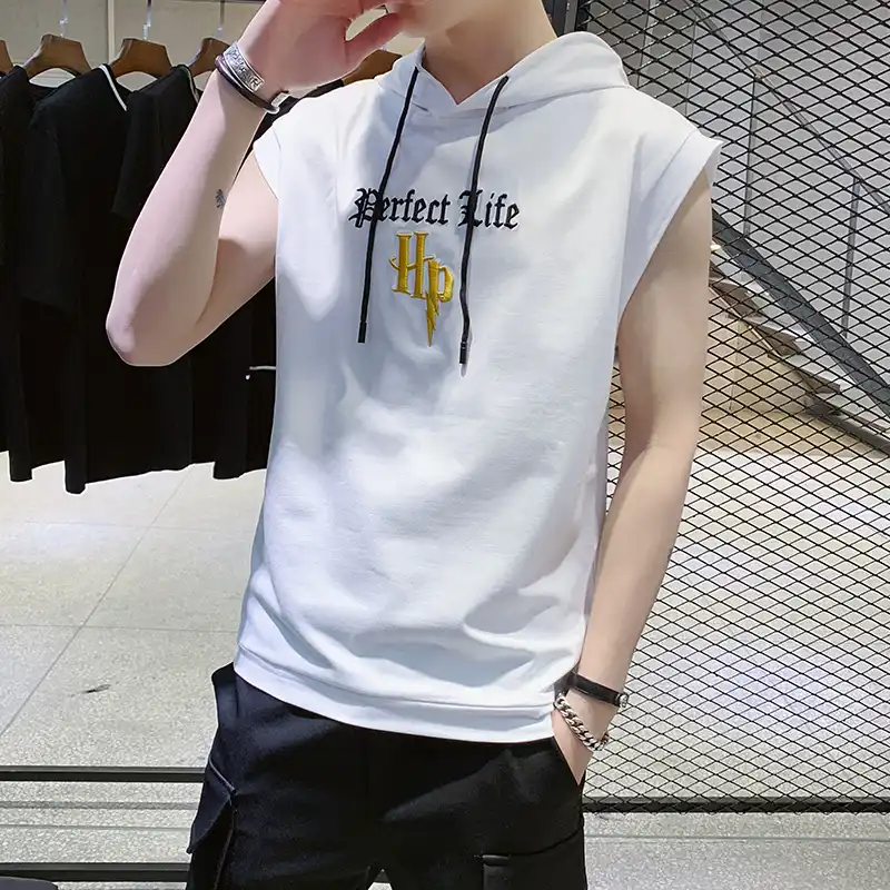 sleeveless t shirt with cap