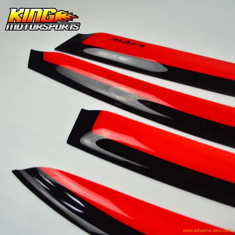 Для 06-11 Honda Civic Acura CSX 4D Sedan JDM оконные солнцезащитные дефлекторы Rallye Red# R513