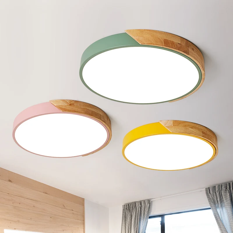 

Ultra-thin 5cm wood + iron lighting LED ceiling light for living room dining room bedroom childrens room decoration ceiling lamp