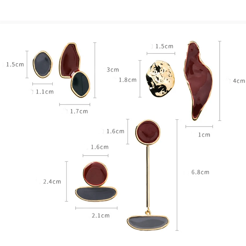 Овальные геометрические эмаль INS Стиль 15 цветов Нерегулярные капли Длинные дизайн хит цвет 1 пара уникальные висячие серьги абстрактные