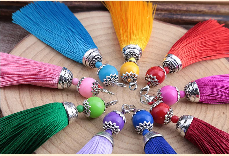 Yesucan 2PCS Tassel With Lobster Clasp Keychain Cellphone Straps Jewelry Charms DIY Accessories For Earrings Necklace Pendants