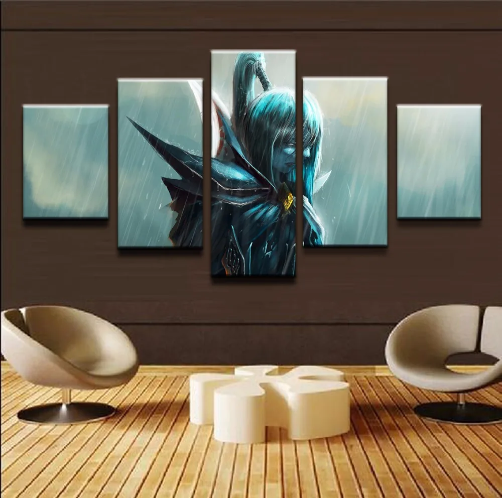 Game Poster Canvas HD Print Picture Framework Wall Art 5 Pieces DOTA 2 Mortred Phantom Assassin Pai
