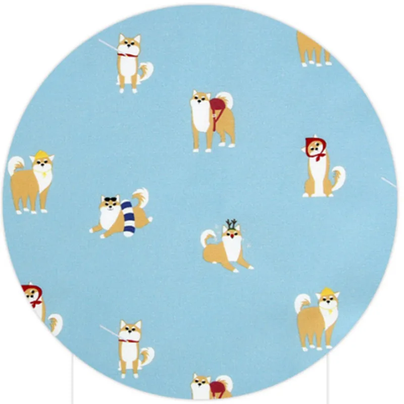 

half yard import plain cotton fabric blue bottom with cartoon dog print, handmade DIY quilting garment dress 100% cotton A924