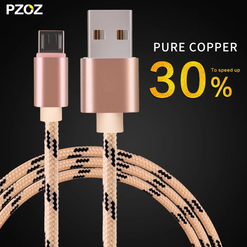 PZOZ المصغّر usb كابل سريع كابل شحن لهواتف سامسونج غالاكسي Xiaomi شاحن هاتف محمول يعمل بنظام تشغيل أندرويد شاحن سلك Microusb الحبل سلك قصيرة محول 2a