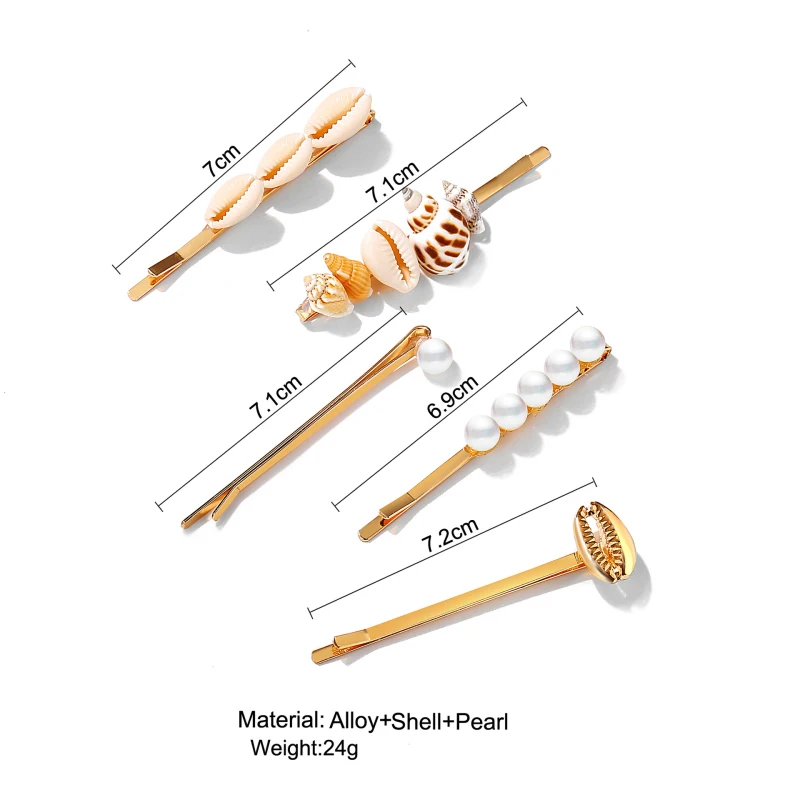 Модный корейский жемчужный морской раковины комплект заколок для волос для женщин девочек свадебная металлическая заколка аксессуары для волос ювелирные изделия