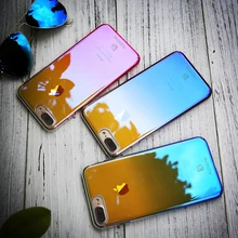 FLOVEME Cases For iPhone 7 7 Plus Case For Apple iPhone 6 6S 6 Plus Transparent Hard Clear Cover Gradien Blue light Ultra Thin