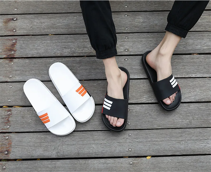 Slipper Male Shoes Ginghan Summer Beach Men Slides Man Outside Couple Slippers PVC Casual Style Bottom Flip Flops