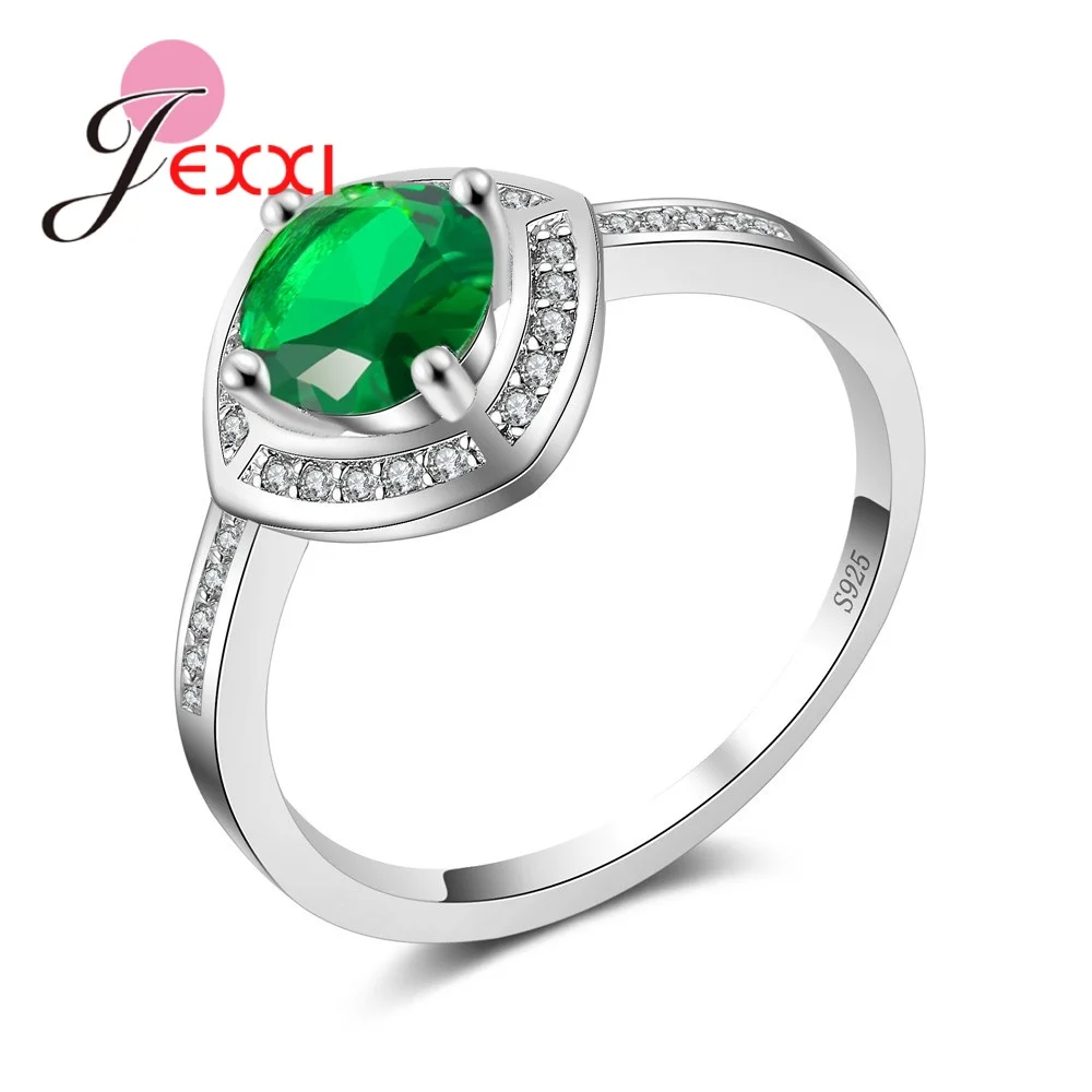 

Fancy Valentine's Day For Girlfriend Gift 925 Sterling Silver Rings Setting Round Green Zircons For Women Wedding Jewelry