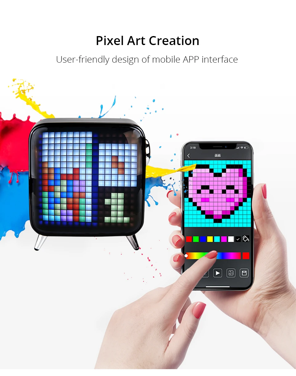 Divoom Pixel TIVOO-MAX Ретро беспроводной Bluetooth динамик 5,0 3D 2,1 объемный сабвуфер стерео будильник Поддержка Android IOS TF