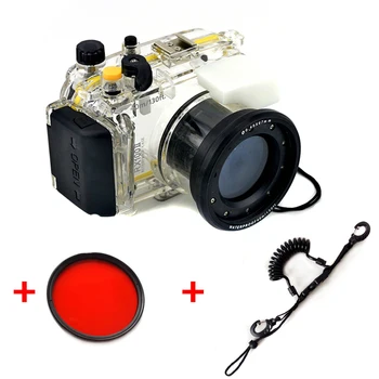 

Waterproof Camera Dive Housing Underwater Case for Sony RX100 II Mark 2 Camera With Red filter and Quick Release Coil Lanyard