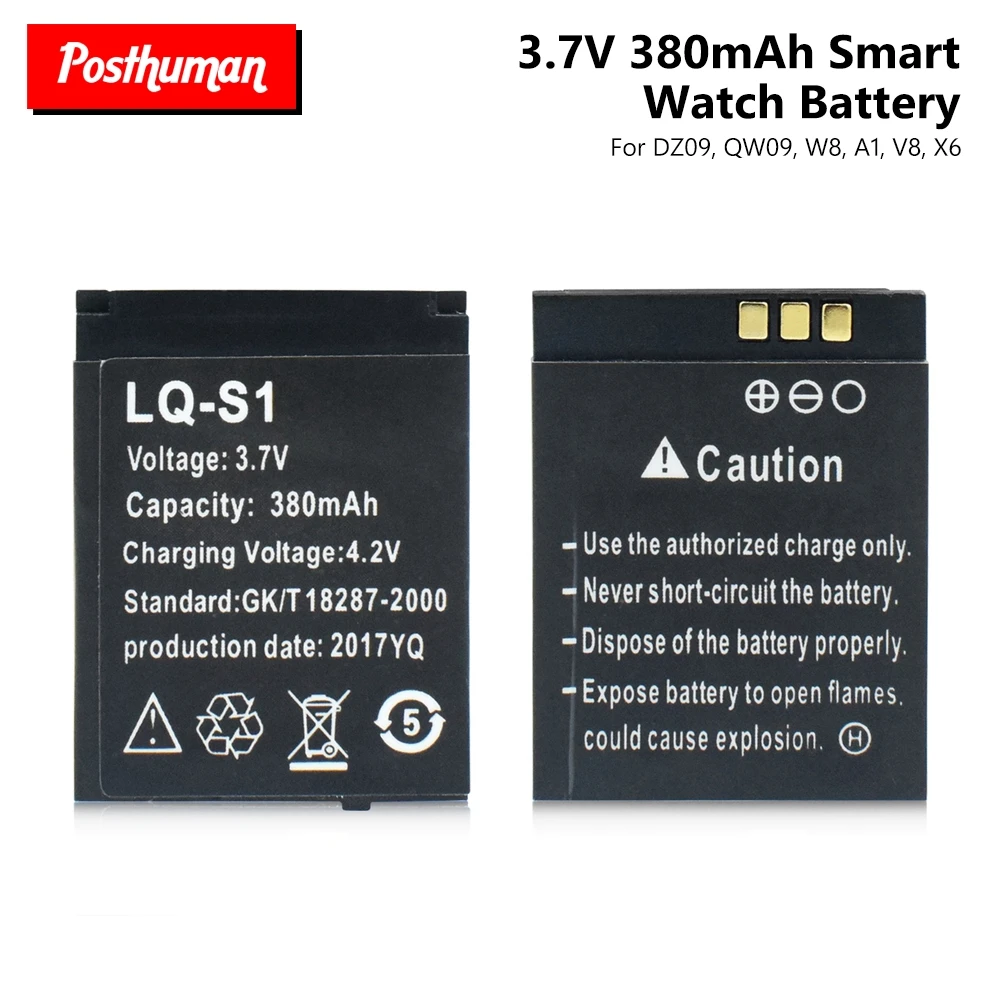 Postuman перезаряжаемые литий-ионный полимерный Смарт-часы DZ09 батарея 1 шт. Смарт-часы батарея LQ-S1 3,7 в 380 мАч Лидирующий бренд