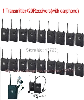 

Takstar UHF-938/ UHF 938 UHF frequency Wireless Tour Guide System 50m Operating Range 1 Transmitter+20Receivers for Tour guiding