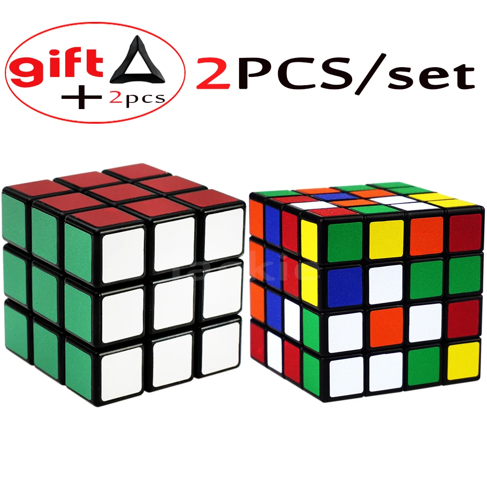 

2PCS/set 3*3 on 4*4 Speed Cubos Megico 3x3x3 4 Layers Neo Cube ShengShou Professional Magic Cubes 2 Holder Stands as Gift