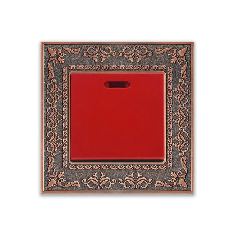 

UK standard Red button 45A High Current 1 gang switch, Zinc alloy frame Emboss style, With red indicator light