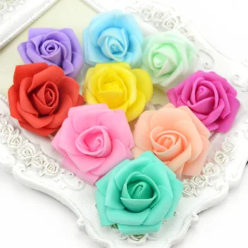 

100pcs/lot 4cm Artificial Mini PE Foam Rose Flower Head For Wedding Home Decoration DIY Wreath Accessories Cheap Fake Flowers
