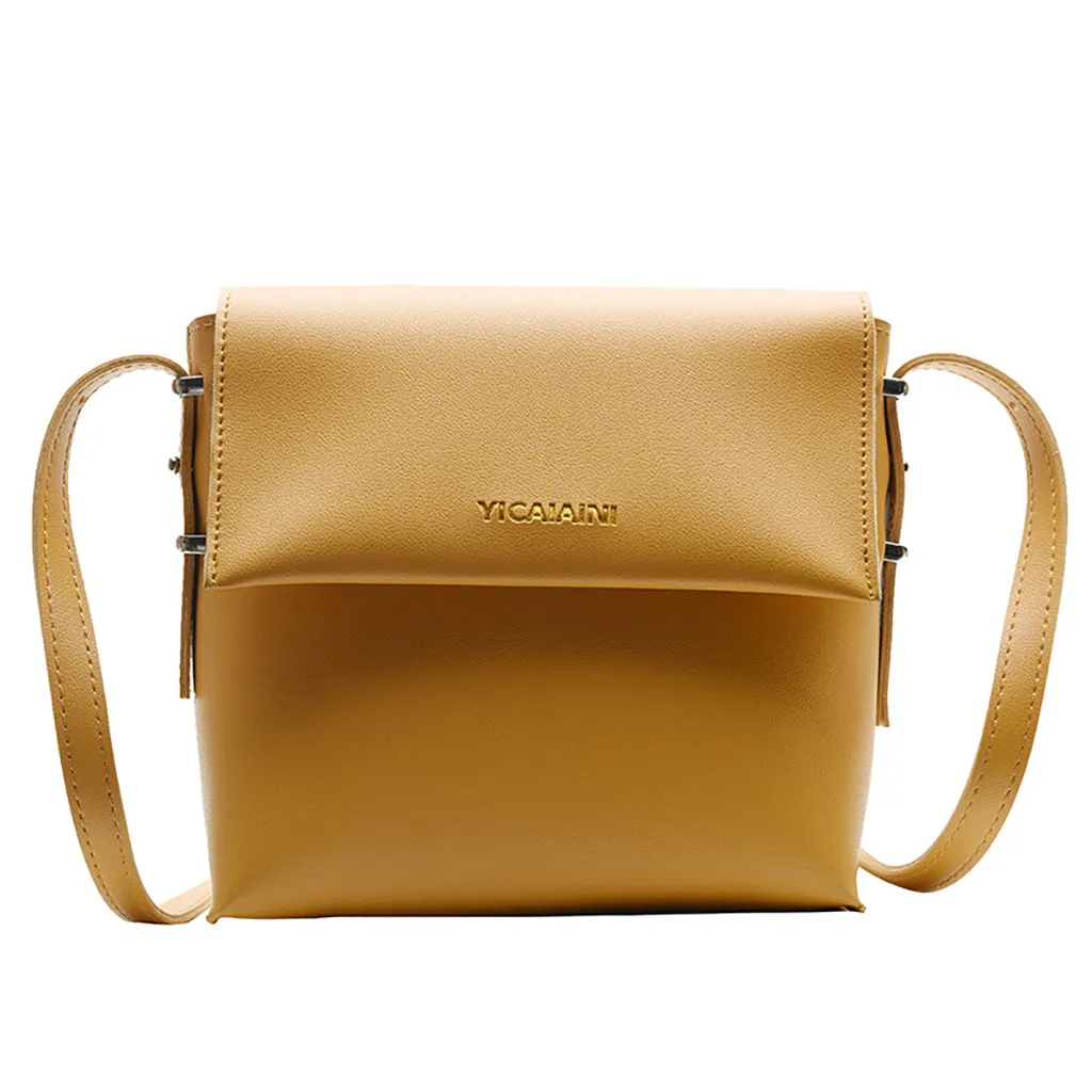 

Simple Solid Color Bucket Pack Crossbody Shoulder Bags For Women PU Leather Large Capacity Durable Mobile Phone Messenger Bag #V