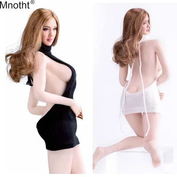 

Mnoth 1/6 Female Clothes Accessory Sexy Sweater Black/gray Two wear Halter sweater suit model for 12'' Soldier Action Figure