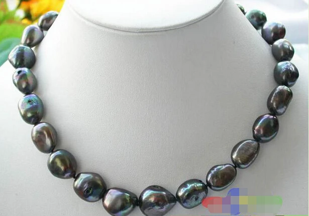 

Free shipping >>>>>HUGE 17" 19MM BLACK BAROQUE FRESHWATER CULTURED PEARL NECKLACE p1702