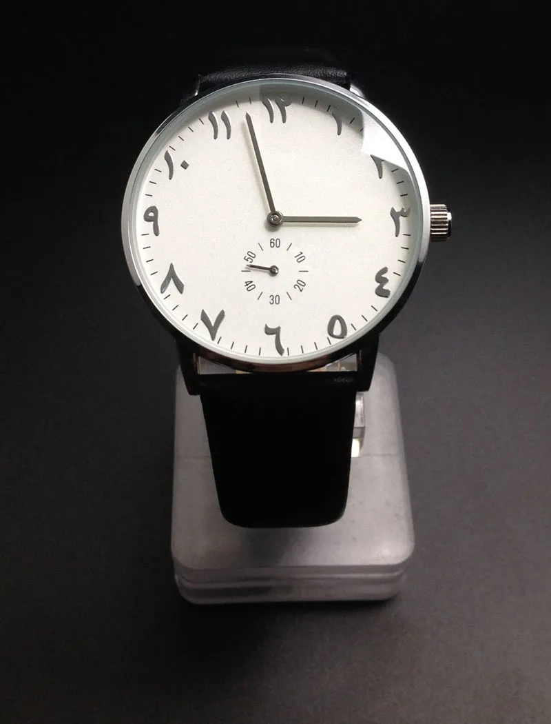 Two hands with small dials watches genuine leather strap quartz