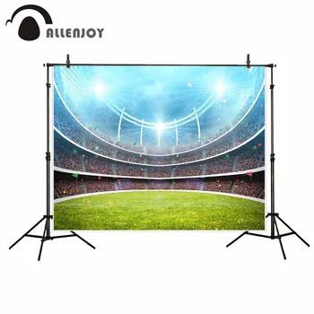 

Allenjoy photo background Soccer Football field crowd ribbons lawn background for photo photo booth new photographic backdrops