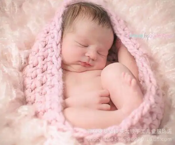Pink Color Girl Newborn Baby Photography Prop Crochet Multicolor Knitted Sleeping Bag Costume | Тематическая одежда и