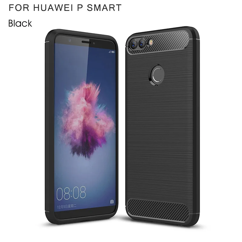 Carbon fiber brushed silicone case huawei p smart (14)
