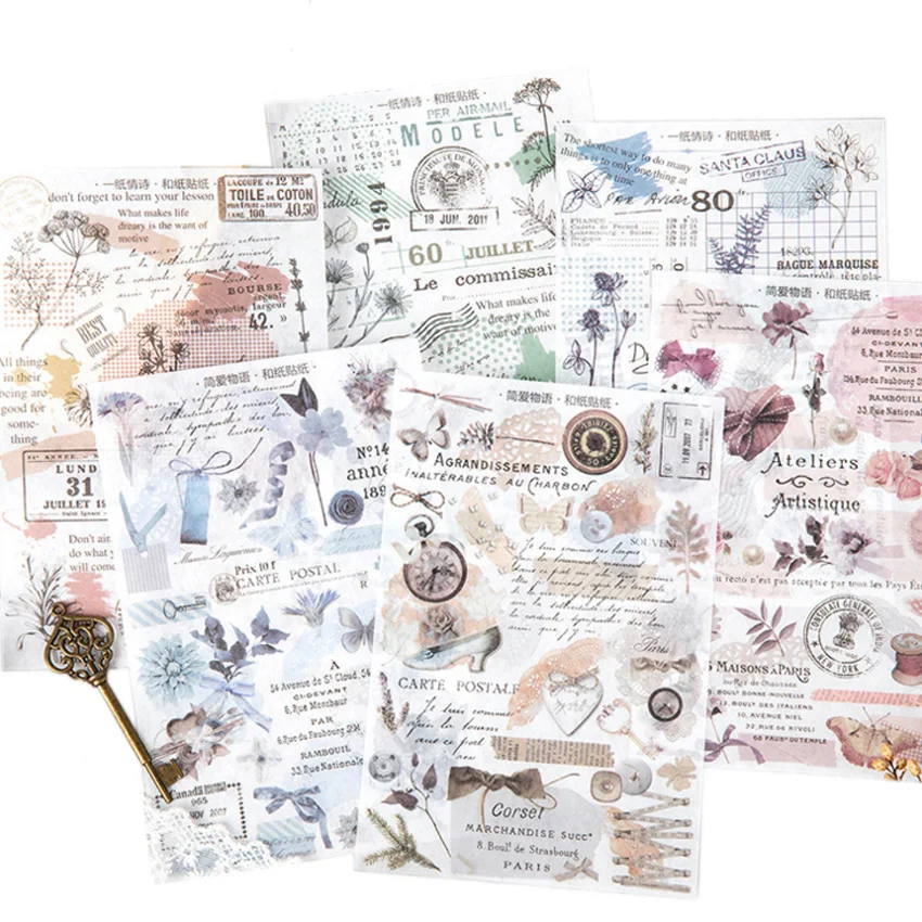 

15packs/lot Poetry Romantic Shop Series And Paper Stickers Three Sheets Into Per Pack Six Selection For Gift