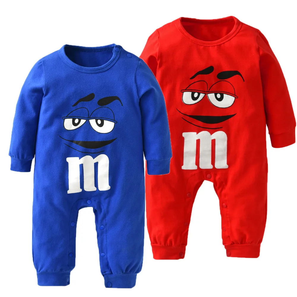

New 2019 Autumn Baby Boy Girl Clothes Newborn 100%Cotton Blue and Red Long sleeve Cartoon Printing Jumpsuit Infant Clothing Sets