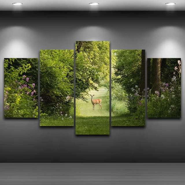 Frame-Canvas-Painting-Print-Wall-Art-Nature-Landscape-Poster-5-Pieces-Summer-Deer-HD-Modular-Pictures.jpg_640x640
