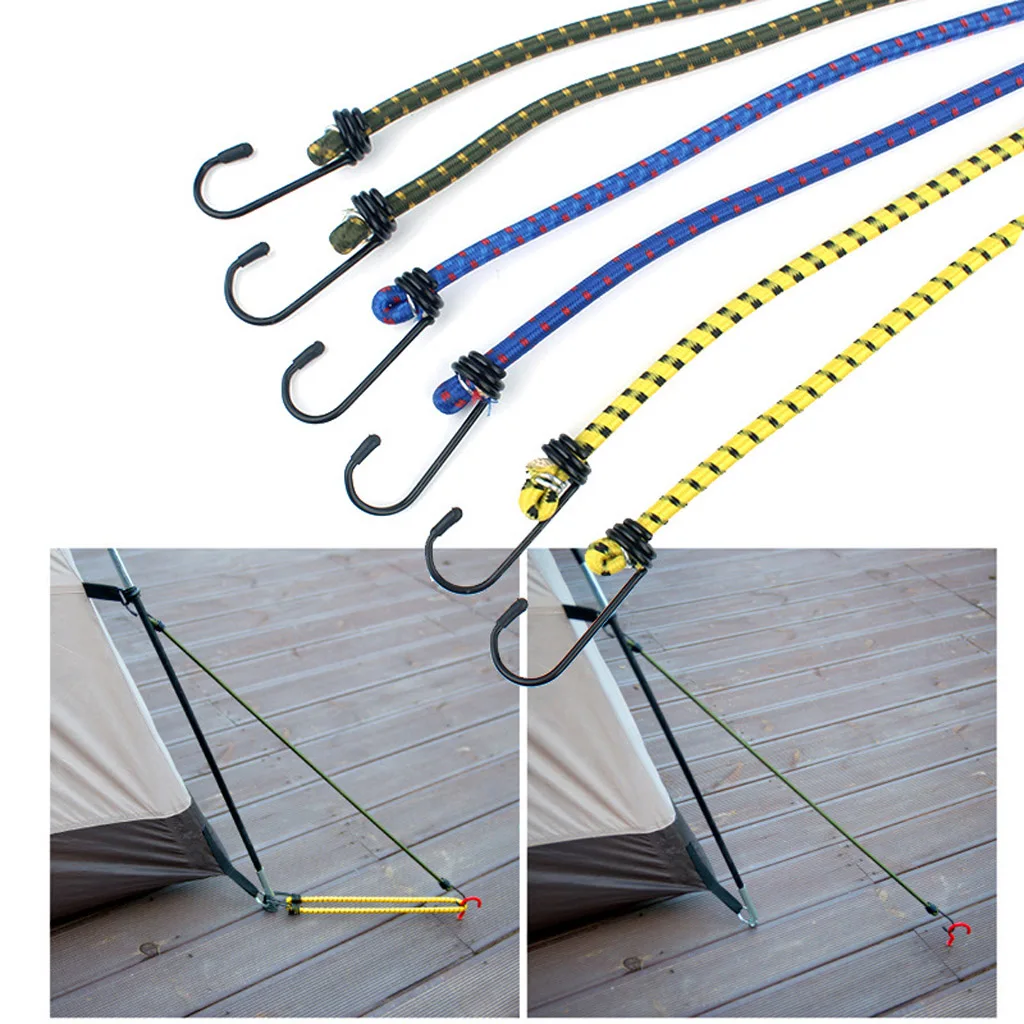 

6pcs Elastic Stretch Bungee Cords Rope Luggage Packing Strap with Double End Hook Tarp with Metal for Outdoor Travel Camping