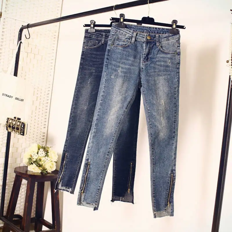 2019 Spring Summer Skinny Jeans Woman Vintage Zipper Irregular High Waist Jeans Pantalon Femme Pencil Pants Women Jeans C4191 2019 Spring Summer Skinny Jeans Woman Vintage Zipper Irregular High Waist Jeans Pantalon Femme Pencil Pants Women Jeans C4191