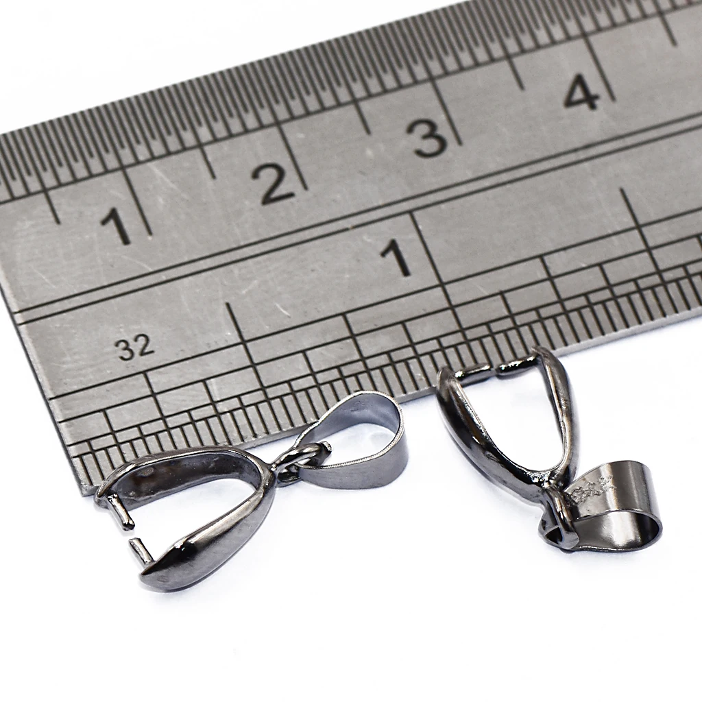 Packet Of 20 Hematite Black Brass Pendant Pinch Bails Jewelry Findings
