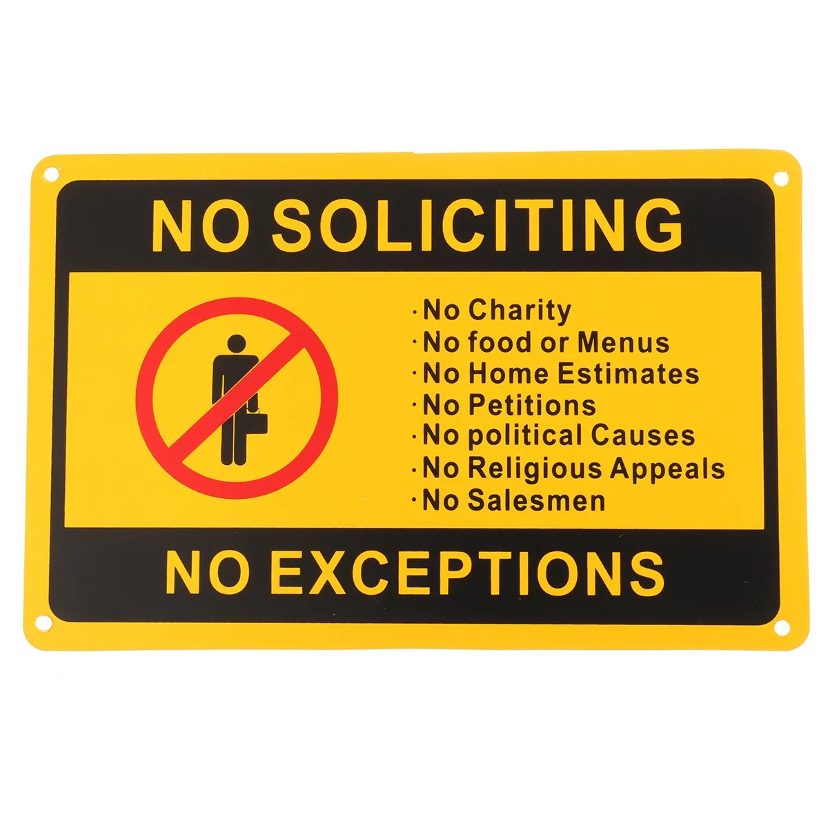 

NEW Safurance NO SOLICITING NO EXCEPTIONS Front Door Security Sign Waterproof 11"x7"/28x18cm Workplace Safety