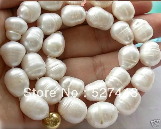 Natural 12-13MM Genuine white Freshwater cultured Baroque pearl necklace 18/" AA