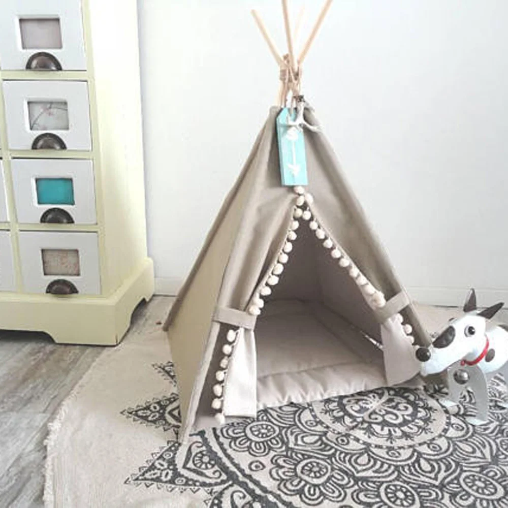 Szary kolorowy pies łóżko psia buda Pet play House zagraj w namiot tipi