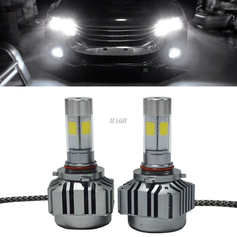 

H10 9005 9006 6000K COB 80W 8000LM 4-Sides LED Headlight Low Beam Bulbs DC 9-36V