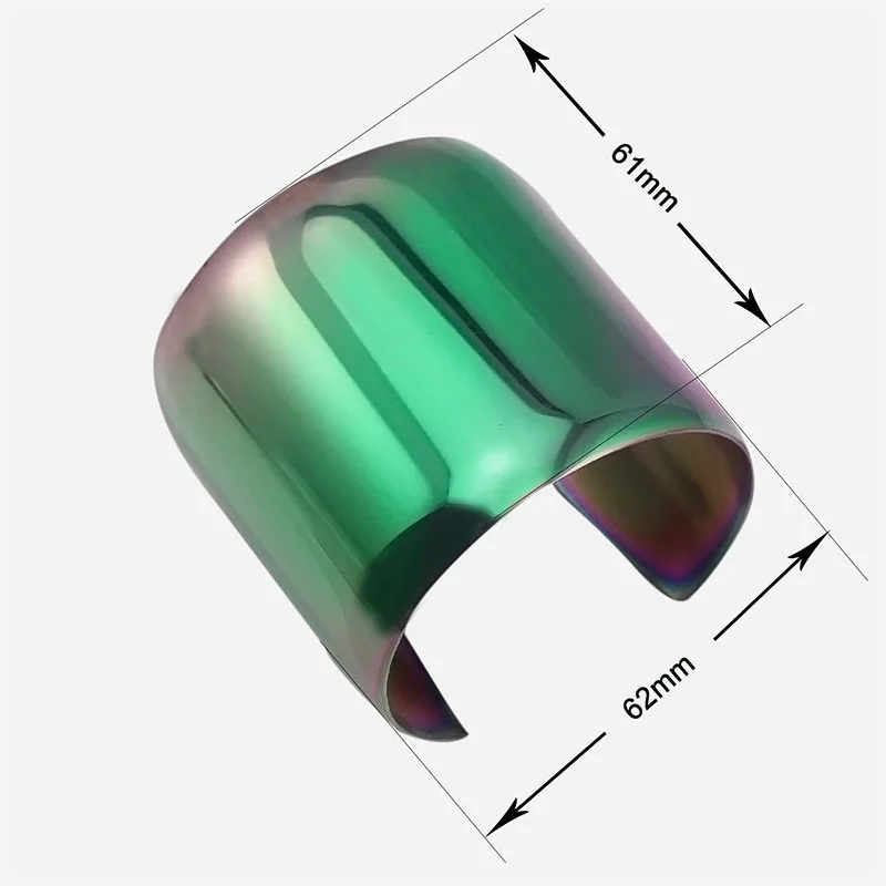 Trendy Cuff Bangles For Women Stainless Steel Gold Silver Color Rainbow Brand Present Wristband Bracelet Punk Jewelry 4
