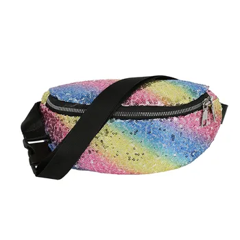 

Fashion Women Fanny Pack Sequins Waist Pack Zipper Chest Bags Female Money Belt Bag Gilrs Phone Pack #P
