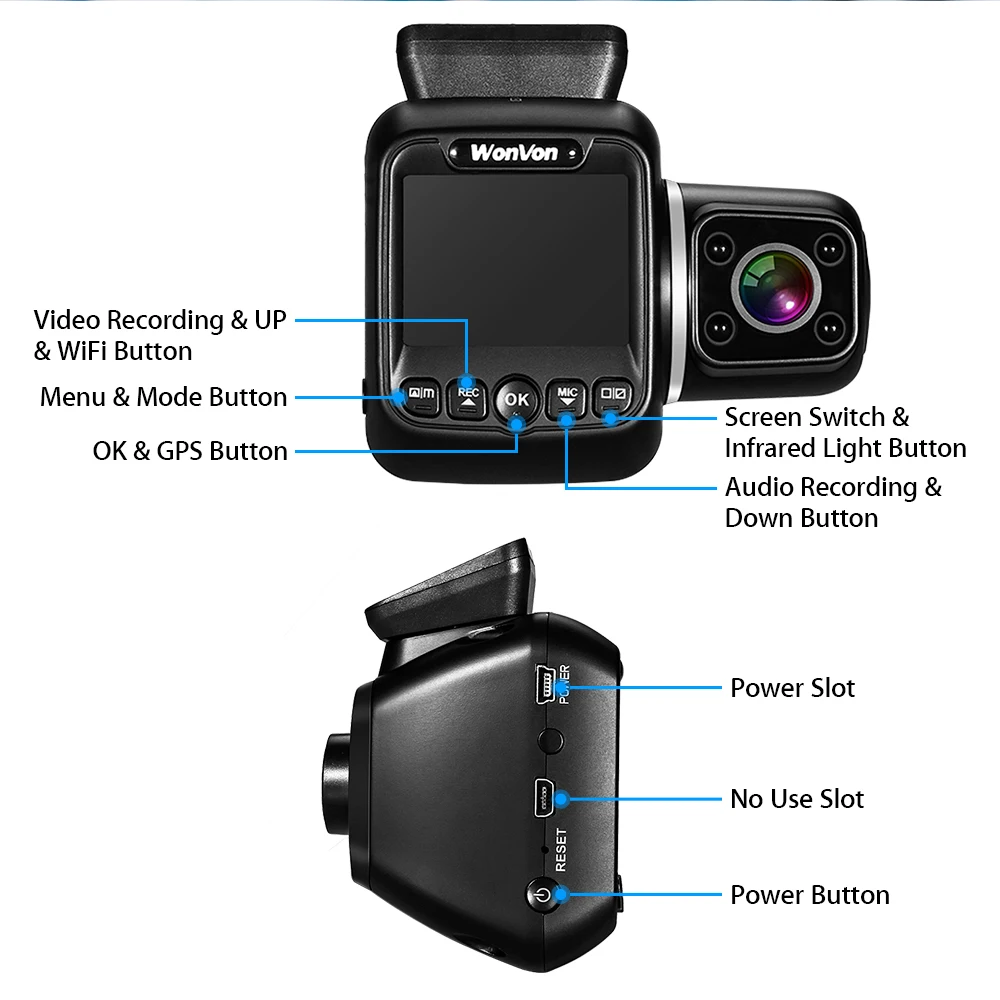 WonVon автомобильный мини видеорегистратор с двумя объективами видеорегистратор 1080P IMX323 Автомобильная WiFi камера 2," lcd IR ночное видение для Uber Lyft грузовик такси