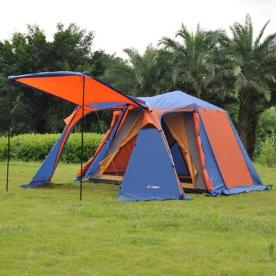 Полностью автоматическая 1 зал 2 комната двойной слой алюминиевый полюс Открытый Семейный Кемпинг палатка подходит для 4-5 человек 180 см высота палатки - Цвет: blue