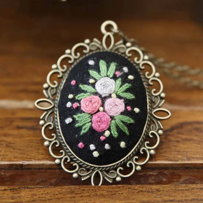 DIY ожерелье наборы для вышивания рукоделие цветок наборы для вышивания крестиком наборы для вышивания с обручем качели ручной работы креативный подарок - Цвет: 13