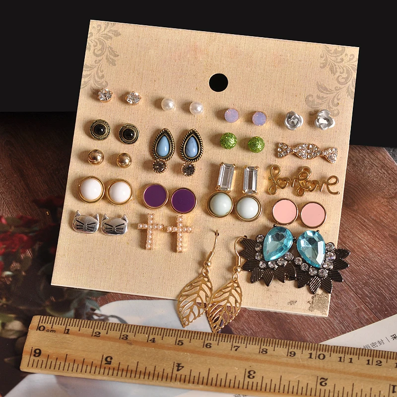 

2018 hot fashion gorgeous women's jewelry wholesale girls birthday party pink nail set 20 pairs/set earrings to avoid shipping